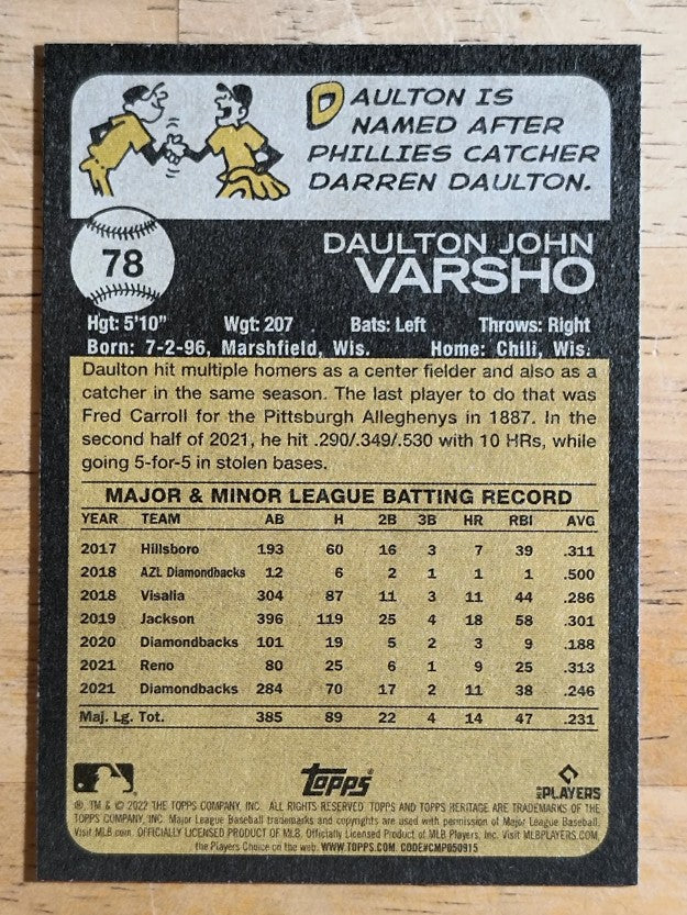 2022 Topps Heritage #78 Daulton Varsho