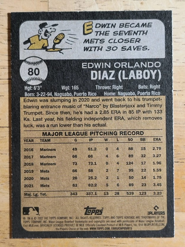 2022 Topps Heritage #80 Edwin Diaz