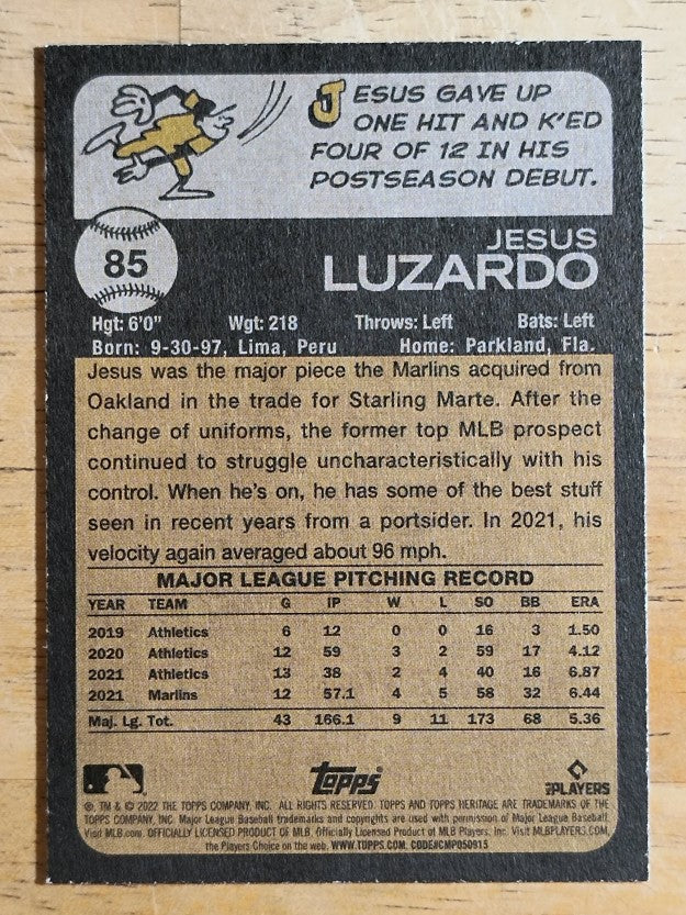 2022 Topps Heritage #85 Jesus Luzardo