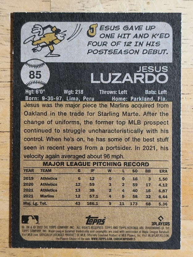 2022 Topps Heritage #85 Jesus Luzardo