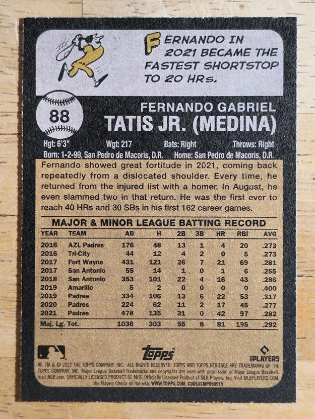 2022 Topps Heritage #88 Fernando Tatis Jr.