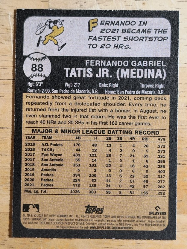 2022 Topps Heritage #88 Fernando Tatis Jr.