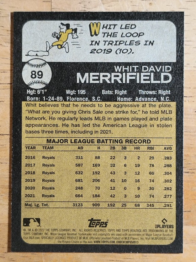 2022 Topps Heritage #89 Whit Merrifield