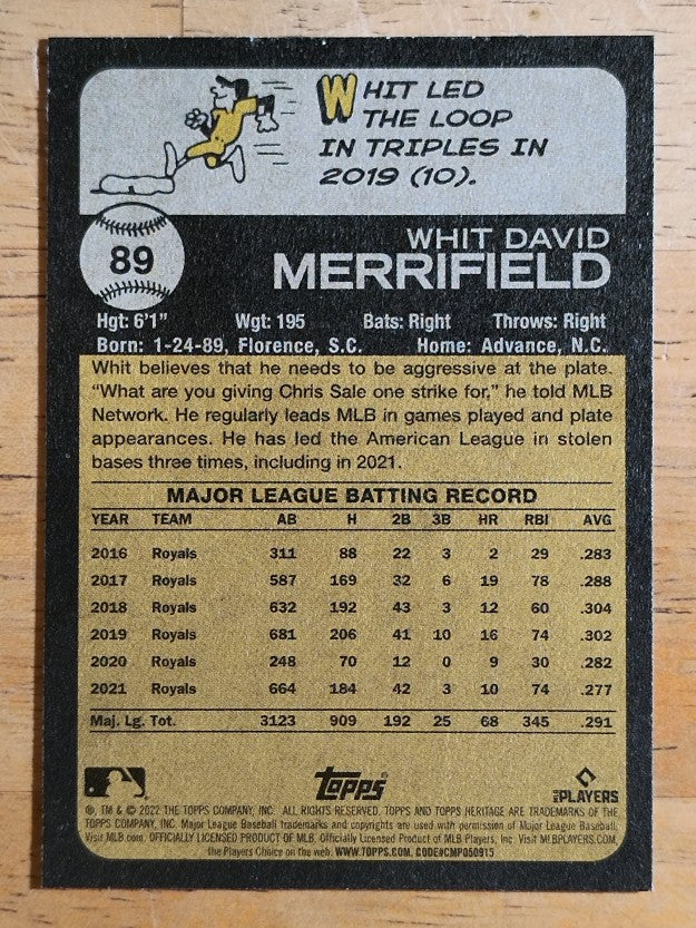 2022 Topps Heritage #89 Whit Merrifield