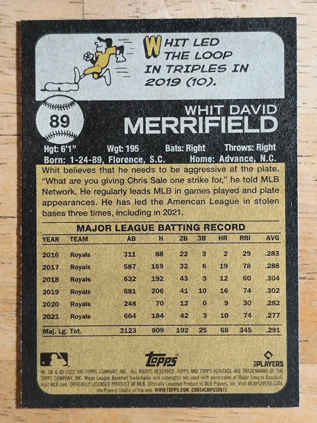 2022 Topps Heritage #89 Whit Merrifield