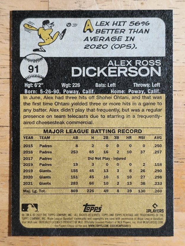 2022 Topps Heritage #91 Alex Dickerson