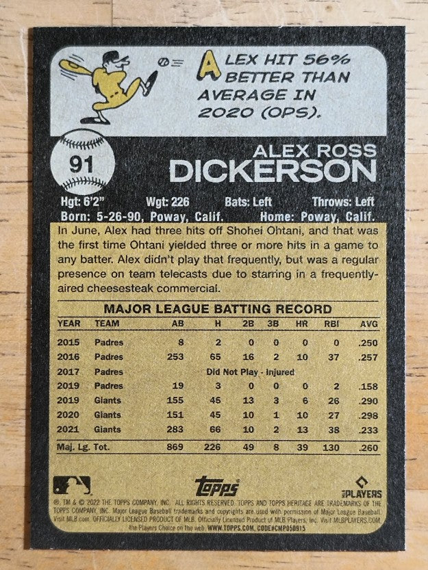 2022 Topps Heritage #91 Alex Dickerson