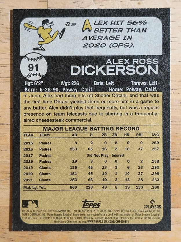2022 Topps Heritage #91 Alex Dickerson
