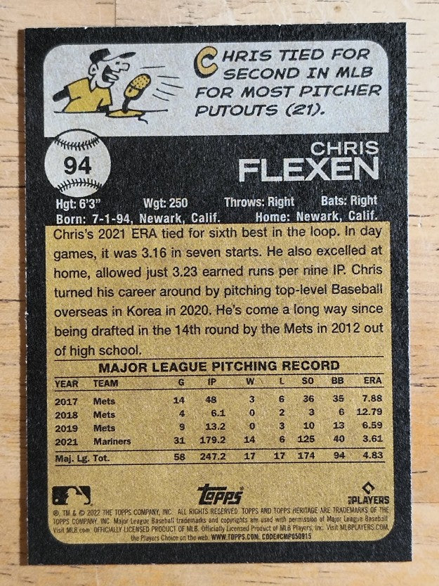 2022 Topps Heritage #94 Chris Flexen