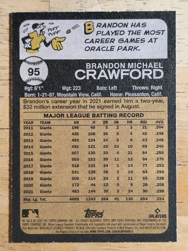 2022 Topps Heritage #95 Brandon Crawford