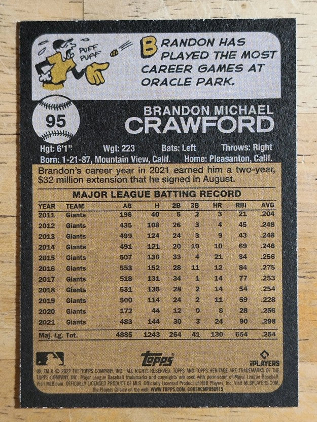 2022 Topps Heritage #95 Brandon Crawford