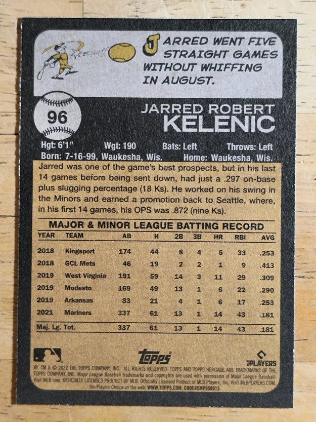 2022 Topps Heritage #96 Jarred Kelenic