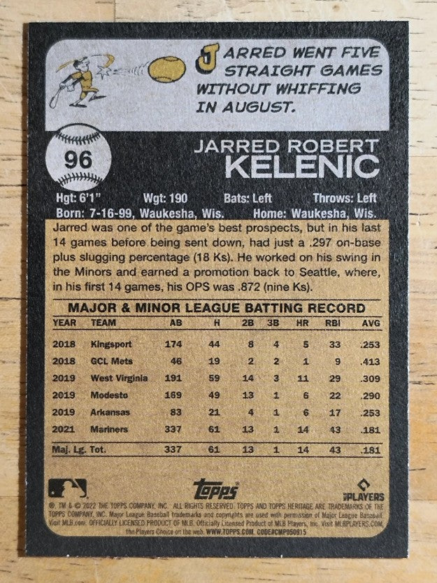 2022 Topps Heritage #96 Jarred Kelenic