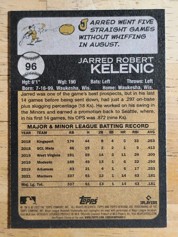 2022 Topps Heritage #96 Jarred Kelenic