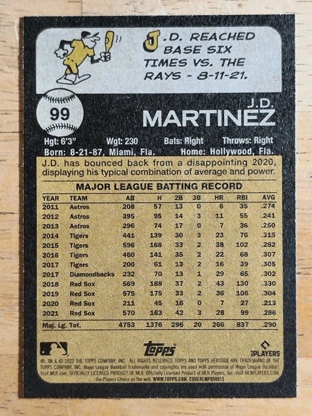 2022 Topps Heritage #99 J.D. Martinez