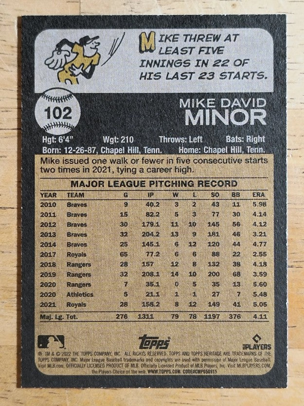 2022 Topps Heritage #102 Mike Minor