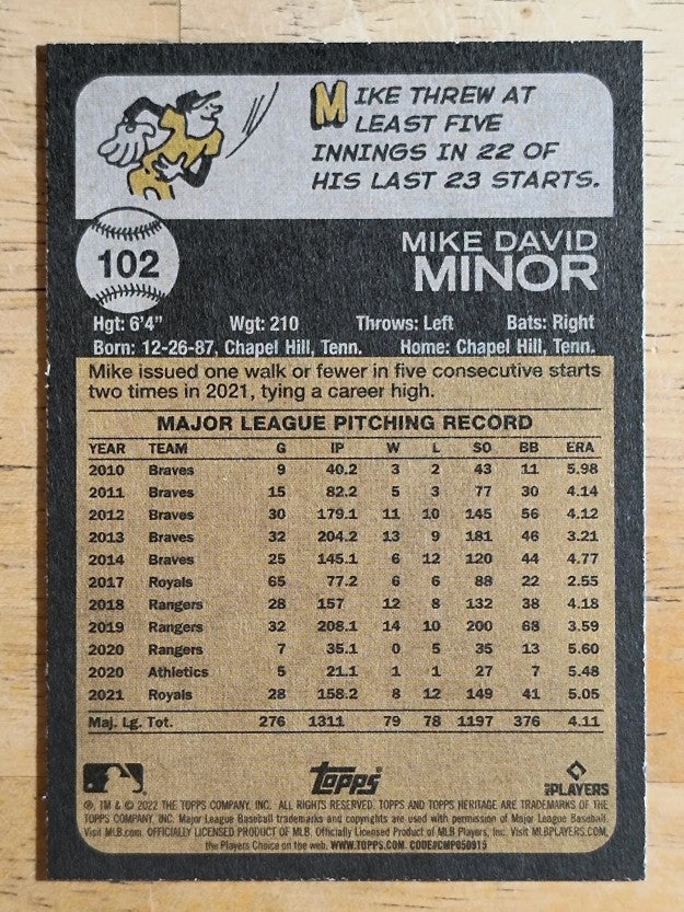 2022 Topps Heritage #102 Mike Minor