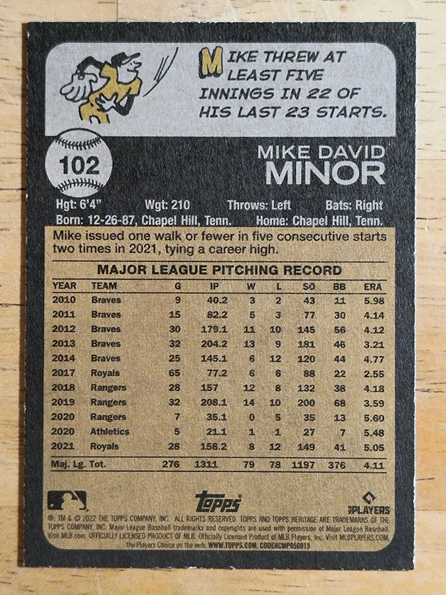 2022 Topps Heritage #102 Mike Minor
