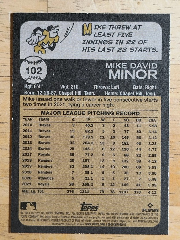 2022 Topps Heritage #102 Mike Minor