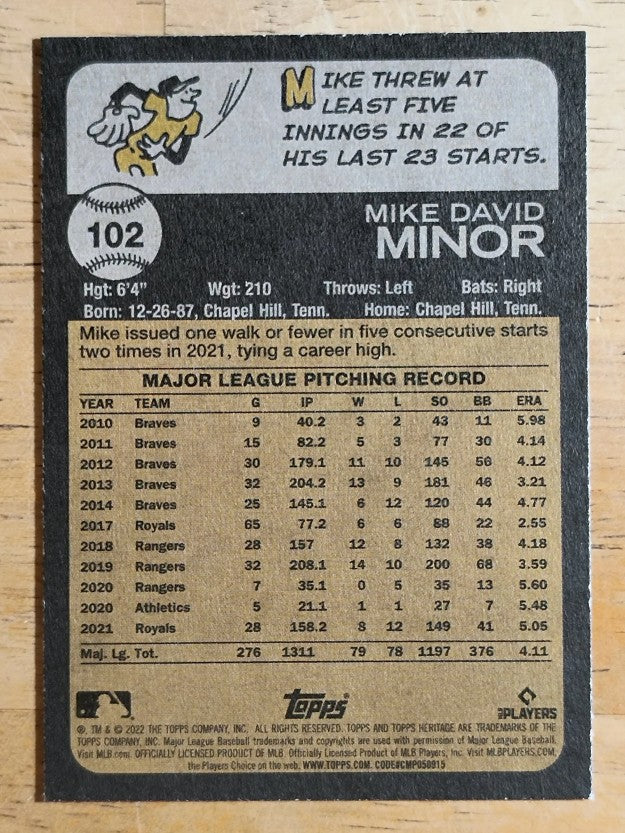 2022 Topps Heritage #102 Mike Minor