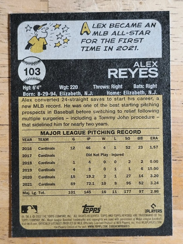 2022 Topps Heritage #103 Alex Reyes