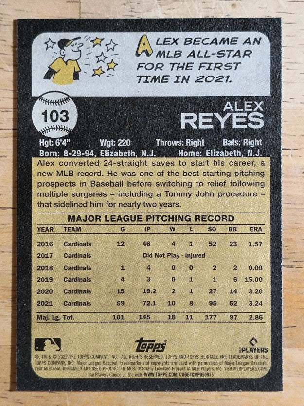 2022 Topps Heritage #103 Alex Reyes