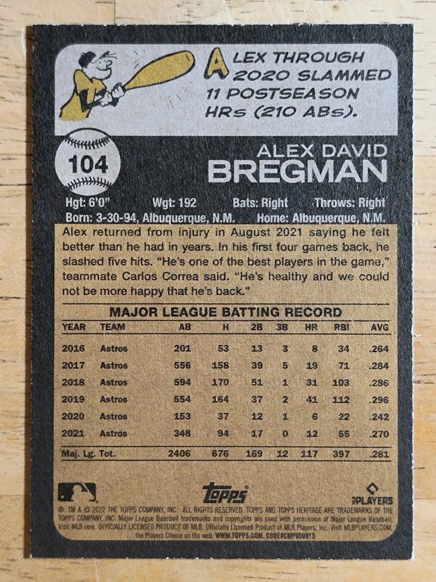 2022 Topps Heritage #104 Alex Bregman
