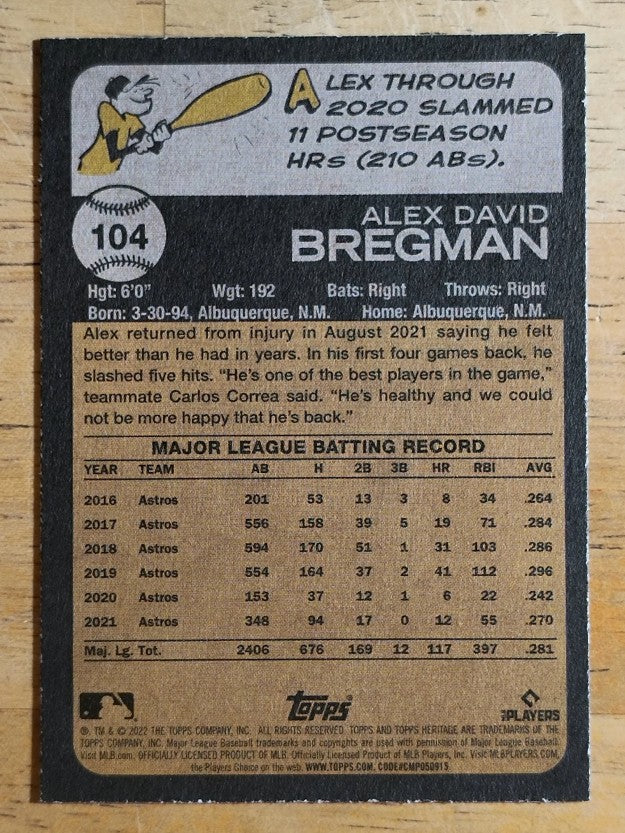 2022 Topps Heritage #104 Alex Bregman