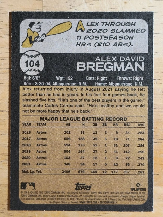 2022 Topps Heritage #104 Alex Bregman