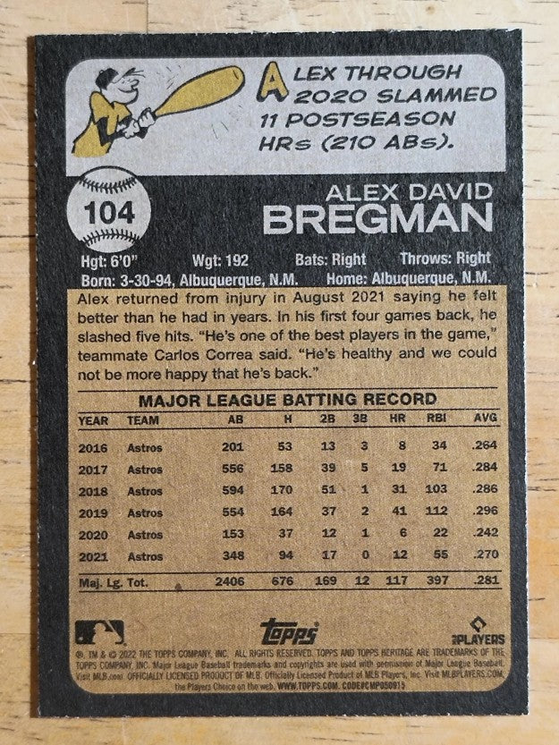 2022 Topps Heritage #104 Alex Bregman