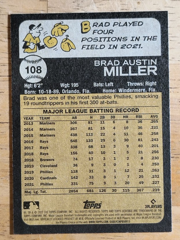 2022 Topps Heritage #108 Brad Miller