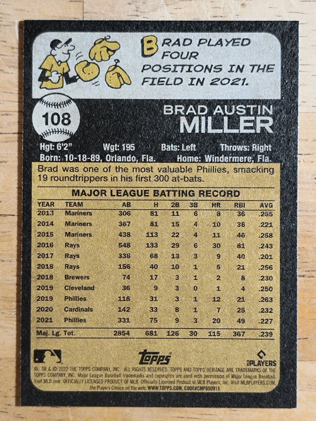 2022 Topps Heritage #108 Brad Miller