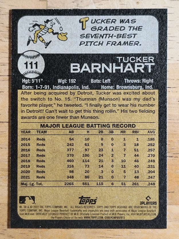 2022 Topps Heritage #111 Tucker Barnhart