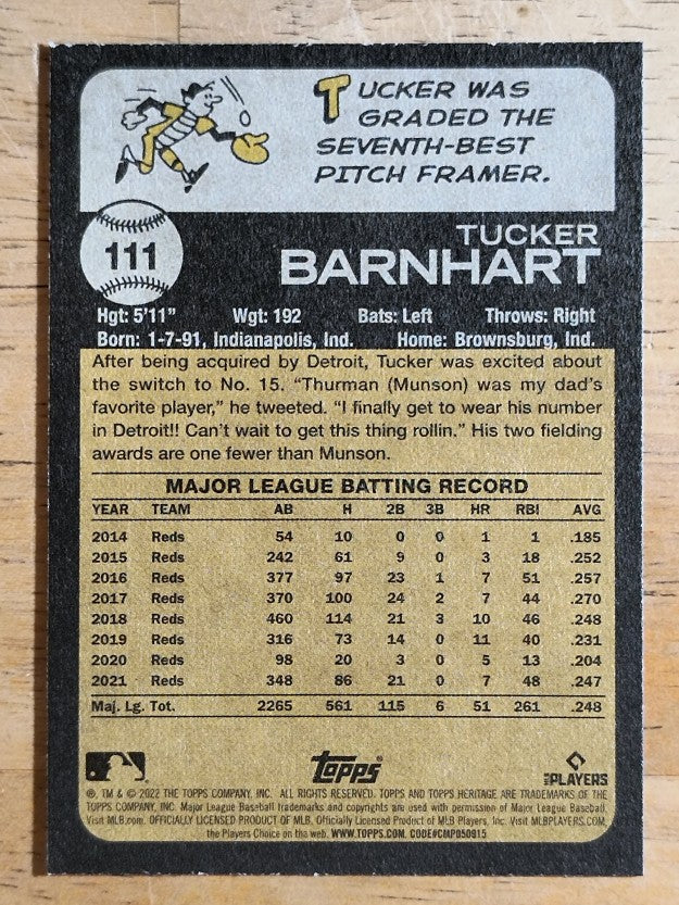 2022 Topps Heritage #111 Tucker Barnhart