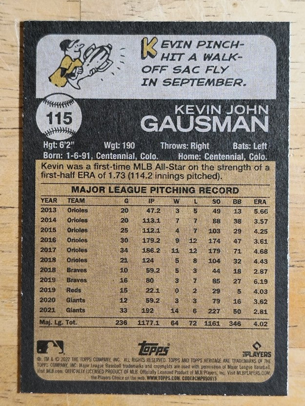 2022 Topps Heritage #115 Kevin Gausman