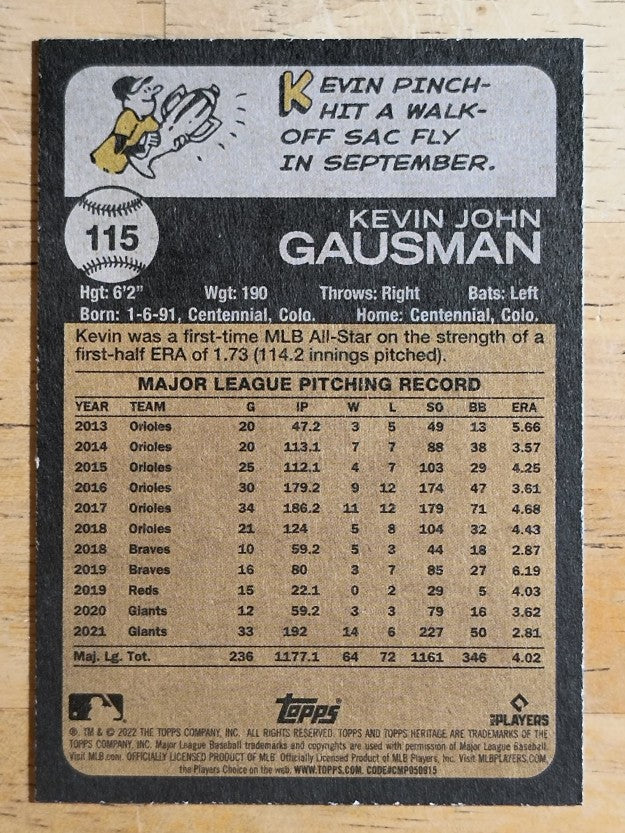 2022 Topps Heritage #115 Kevin Gausman