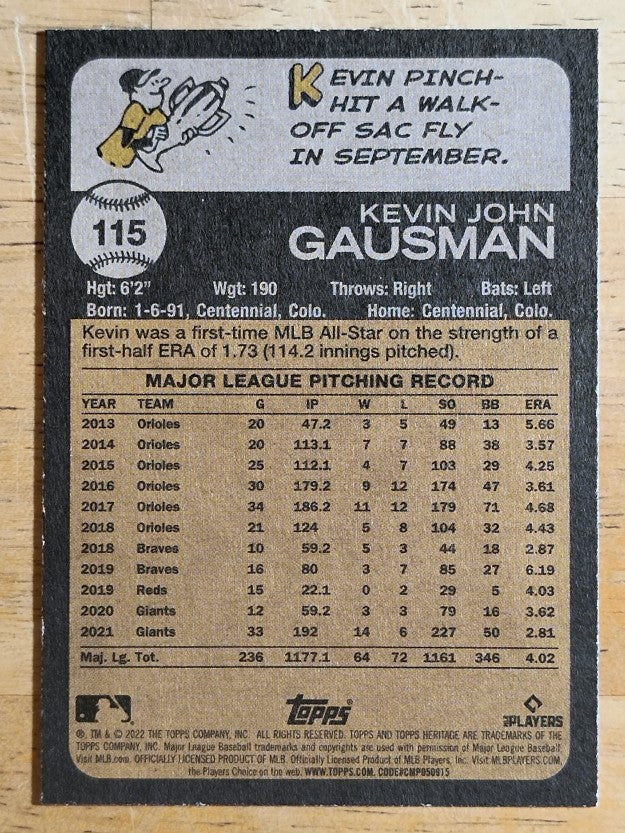 2022 Topps Heritage #115 Kevin Gausman