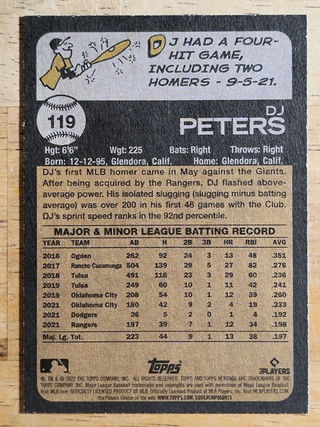 2022 Topps Heritage #119 DJ Peters