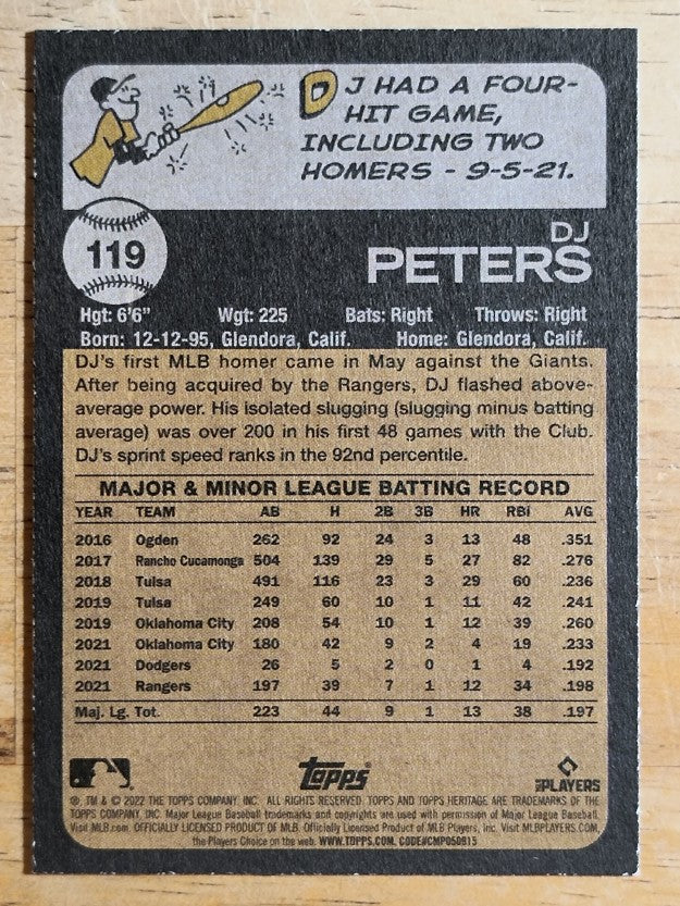 2022 Topps Heritage #119 DJ Peters