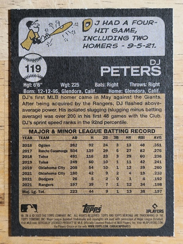 2022 Topps Heritage #119 DJ Peters