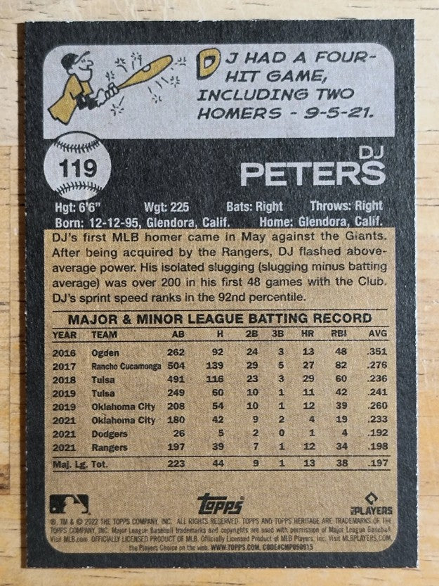 2022 Topps Heritage #119 DJ Peters