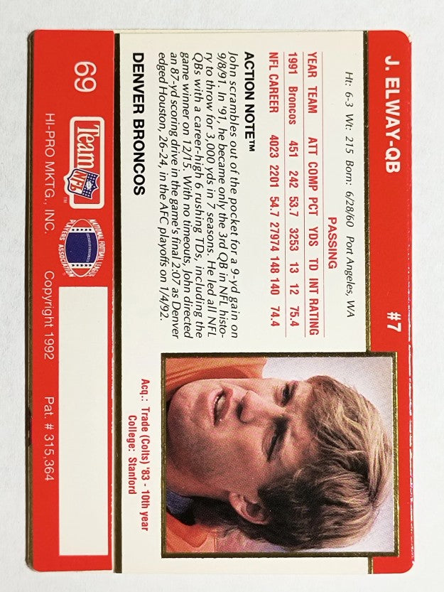 1992 Action Packed #69 John Elway