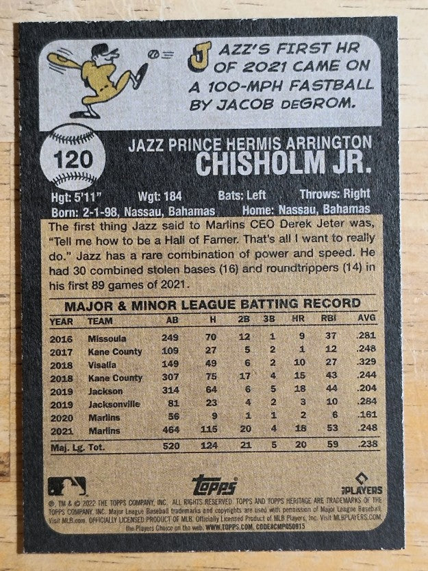 2022 Topps Heritage #120 Jazz Chisholm Jr.