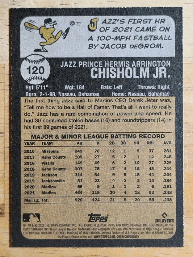 2022 Topps Heritage #120 Jazz Chisholm Jr.