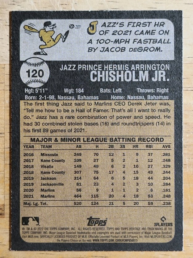 2022 Topps Heritage #120 Jazz Chisholm Jr.