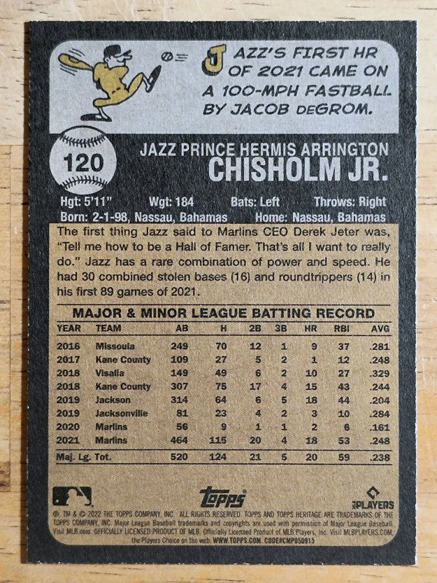 2022 Topps Heritage #120 Jazz Chisholm Jr.