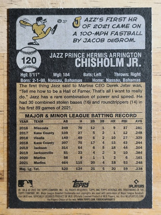 2022 Topps Heritage #120 Jazz Chisholm Jr.