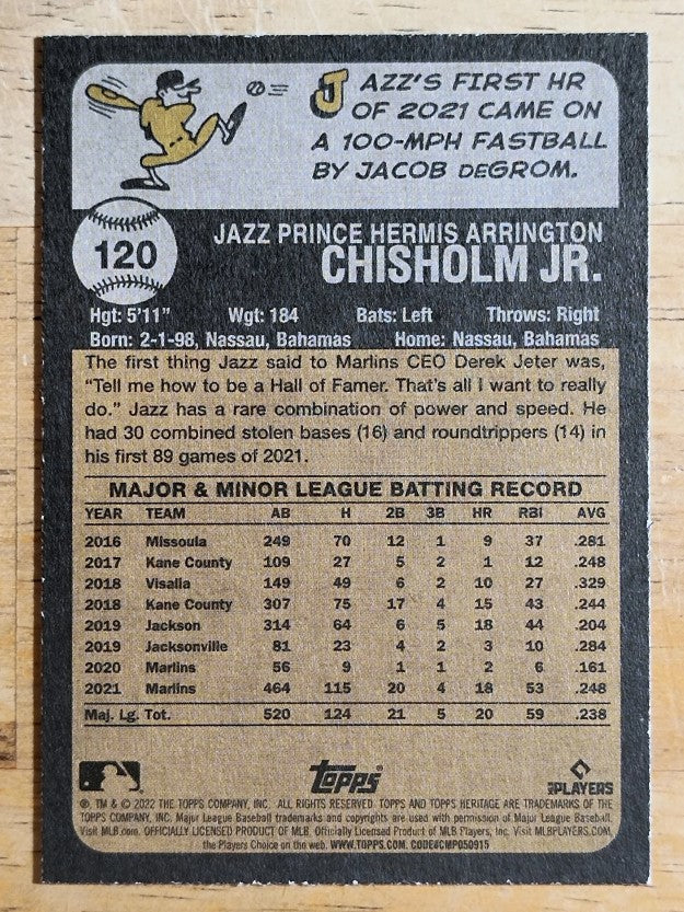 2022 Topps Heritage #120 Jazz Chisholm Jr.