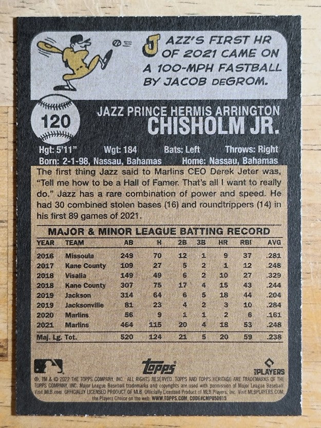 2022 Topps Heritage #120 Jazz Chisholm Jr.