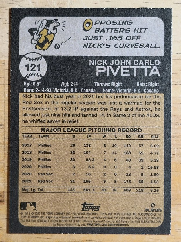 2022 Topps Heritage #121 Nick Pivetta